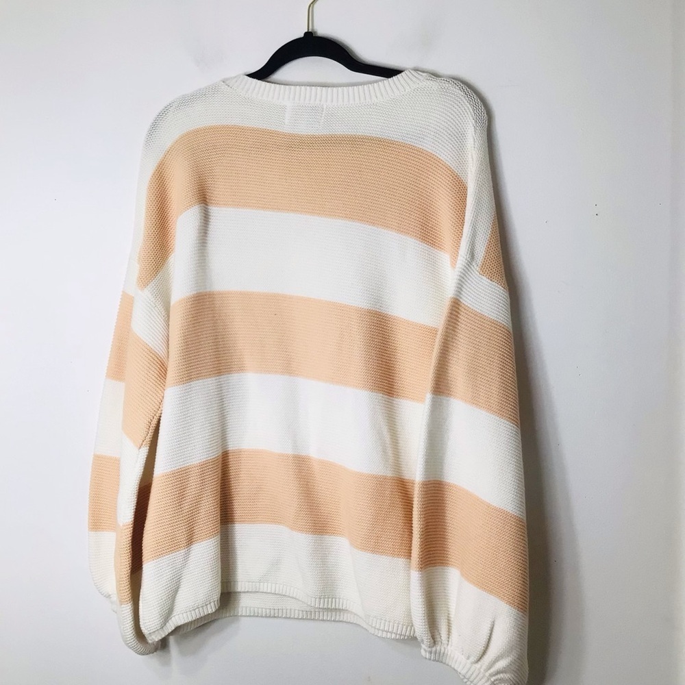 Sabo Australian sweater pullover women small orange white stripe cotton oversize - Picture 8 of 10